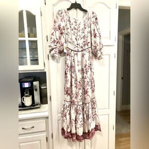 Lillou The Holly Enchanted Fairycore Garden Dove Whimsey Dress 100% Satin XS
